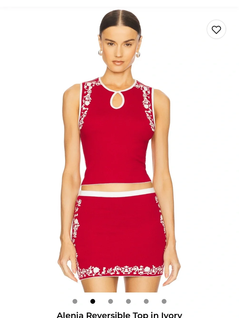 NWT Reversible Two-Piece Set with Red Floral Trim